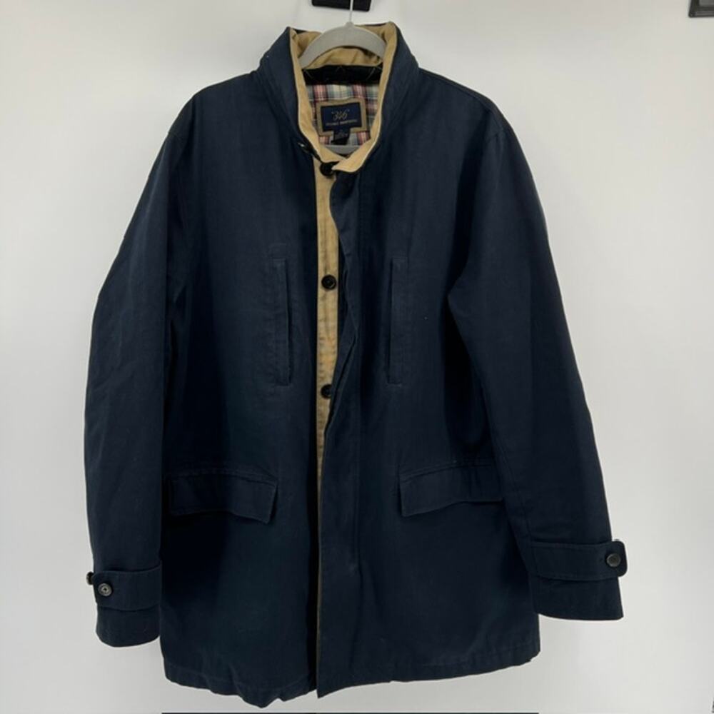 Brooks Brothers 346 Blue Cotton Zipped Hood Jacket Mens L Preppy Plaid Lined